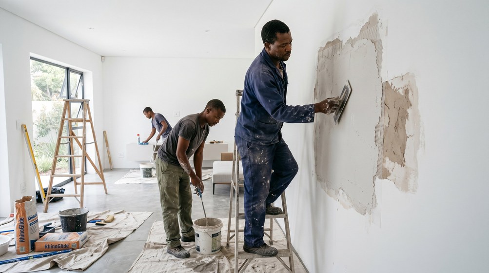 Plaster repair and repainting on an older Muizenberg home